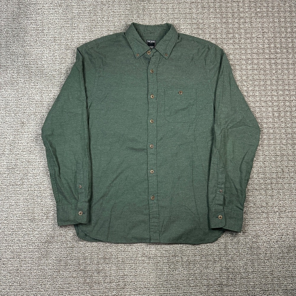 Todd Snyder Mens Medium Green Cotton Wool Button Down Shirt 39-SH027661-GR02